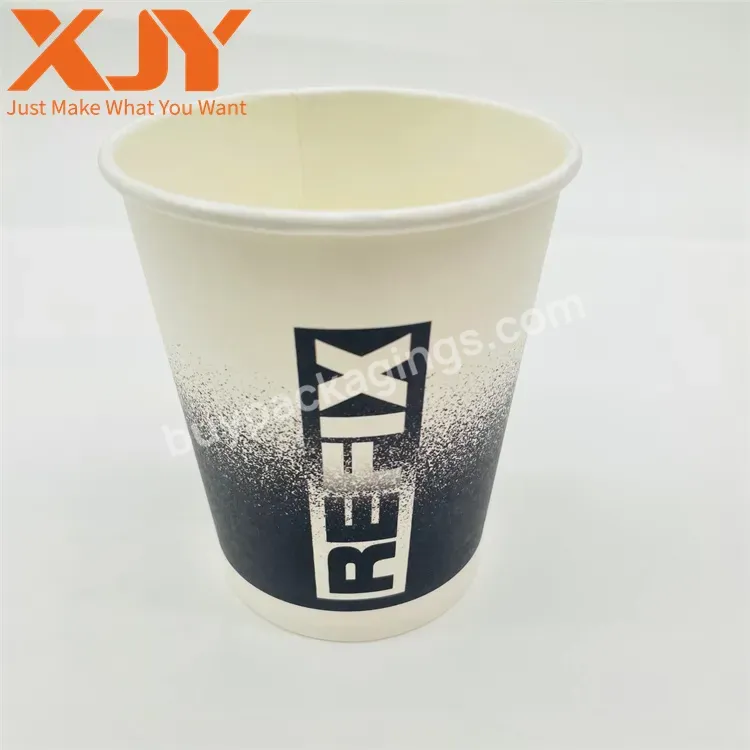 Xjy Customized Eco-friendly Compostable Commercial Label Double Wall Printed Logo Paper Hot Drink Coffee Cup With Lid