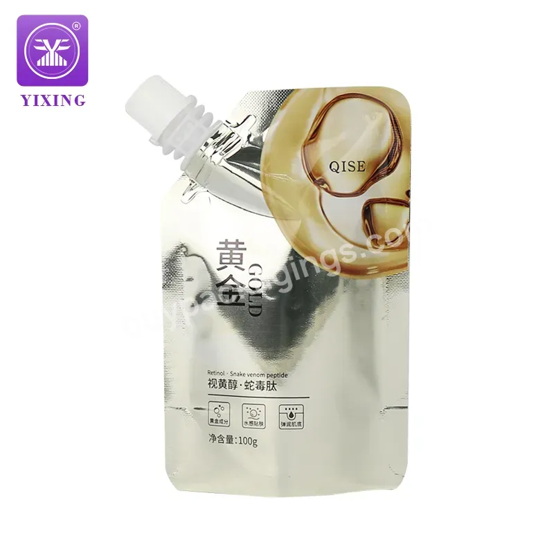 Yixing 100ml Spout Pouch Cosmetic Essence Metal Reflective Effect Bag Custom Printing - Buy Sample Sachet Spout Pouch,Aluminum Foil Spout Pouch,Cosmetics Rounded Nozzle Bag.