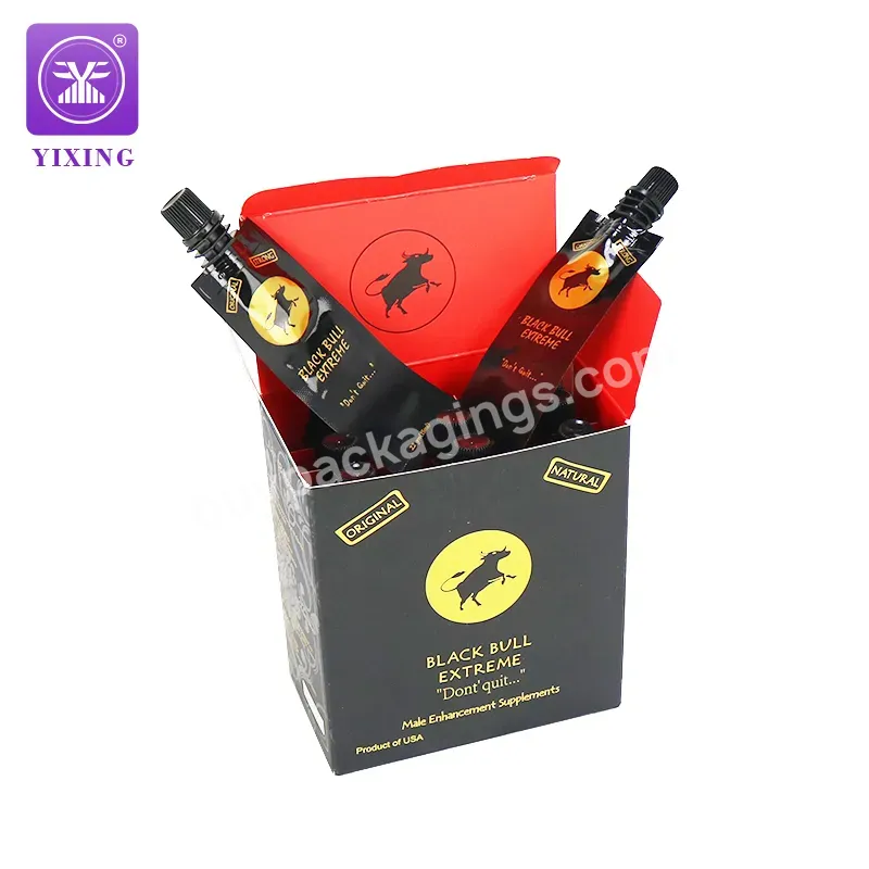 Yixing Custom 12pcs 15ml Spout Pouches Packaging Customized Colorful Printing Black B Paper Boxes With Uv - Buy Energy Juice Bag,Juice Pouch,Spout Pouch.