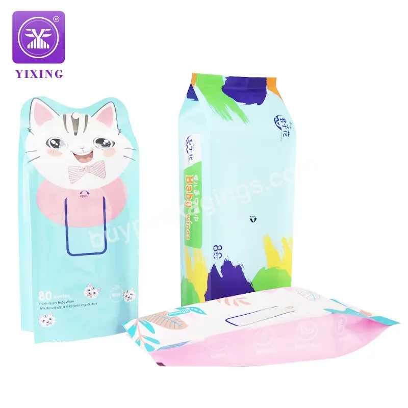 Yixing Custom Printed Resealable Plastic Packaging Bag For Baby Wet Wipe With Easy Peel Off Pad Special-shaped Wet Tissue Bag - Buy Wet Tissue Plastic Packaging Bags,Wipe Side Gusset Pouch,Wet Tissue Plastic Bag.