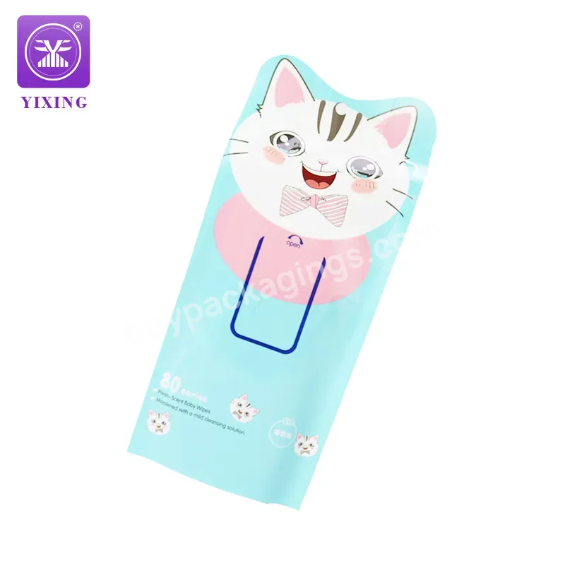 Yixing Custom Printed Resealable Plastic Packaging Bag For Baby Wet Wipe With Easy Peel Off Pad Special-shaped Wet Tissue Bag - Buy Wet Tissue Plastic Packaging Bags,Wipe Side Gusset Pouch,Wet Tissue Plastic Bag.