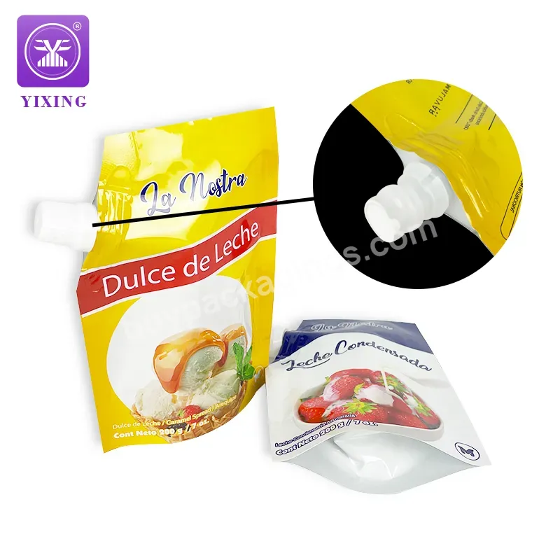 Yixing Packaging Condensed Milk Spout Pouch Viscous Liquid Suction Bag High Temperature Setrilization - Buy Sauce Spout Pouch,Aluminum Foil Spout Pouch,Condensed Milk Spout Pouch.