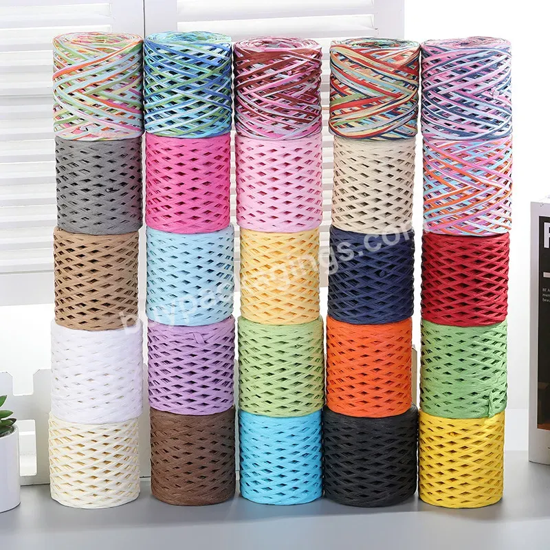 Yohpack 200m Per Roll Kindergarten Hand Braided Rope Colorful Lafite Paper Rope Baking Packaging Tape Diy Paper Rope