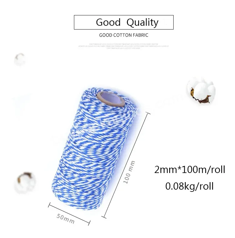 Yohpack 2mm*100m/roll Two-color Cotton Thread Wedding Decoration Solid Colored Cotton Packaging Ropes