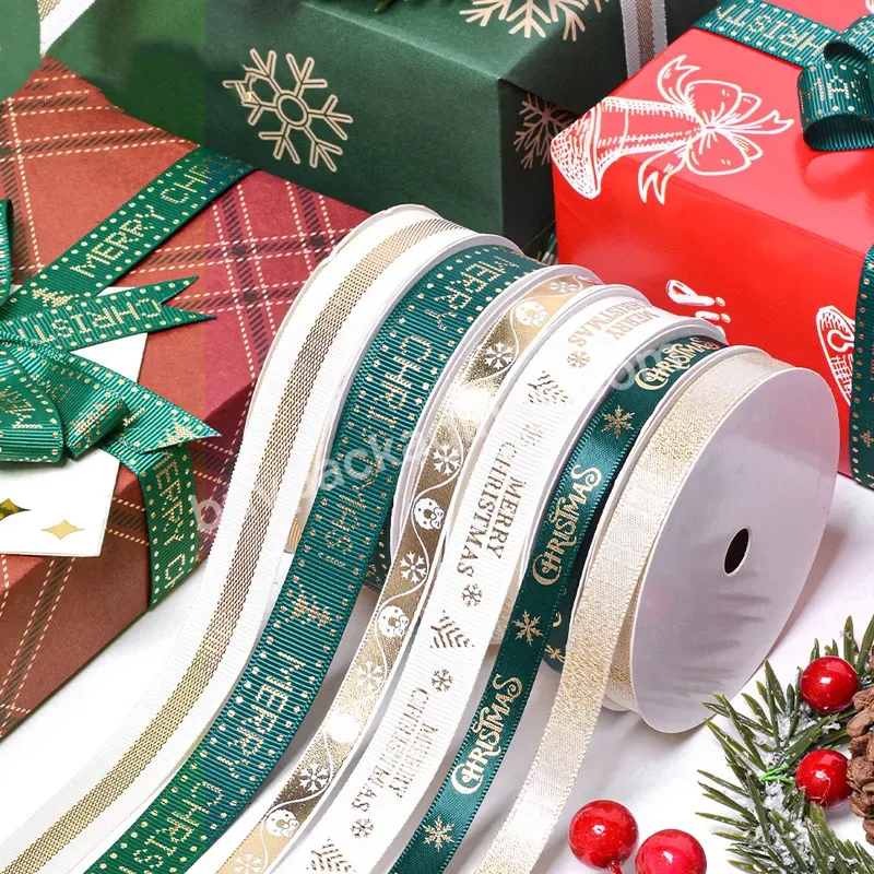 Yohpack Hot 9mm 16mm 10 Yard/roll Christmas Gift Decoration Bow Ties Christmas Wrap Knot Printed Ribbon