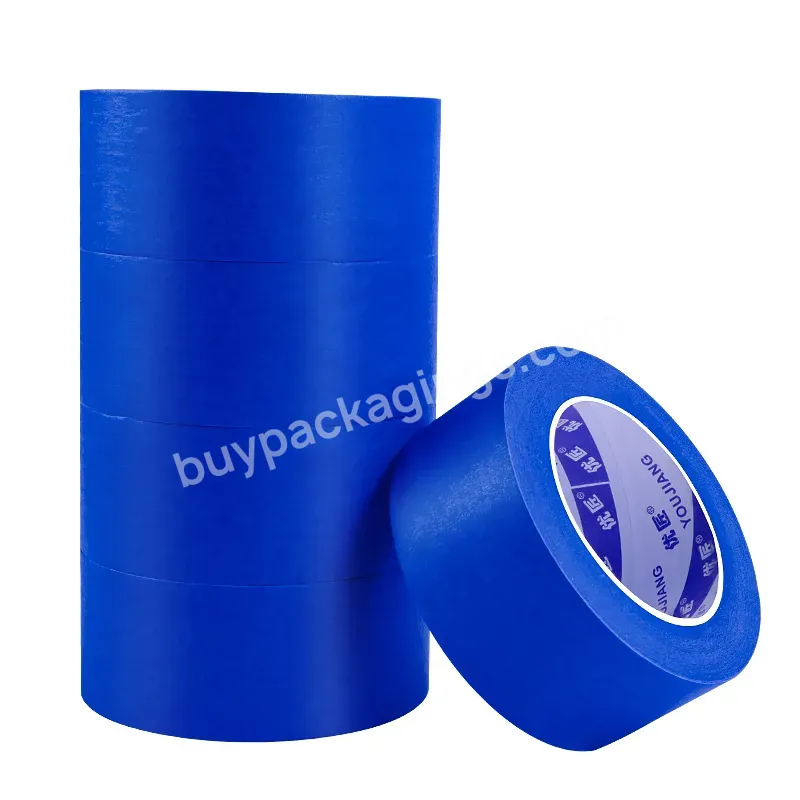 Youjiang Anti Uv 14 Days Multi Surface Paint Cinta Crepe Paper Blue Automotive Painters Masking Tape For Car Painting