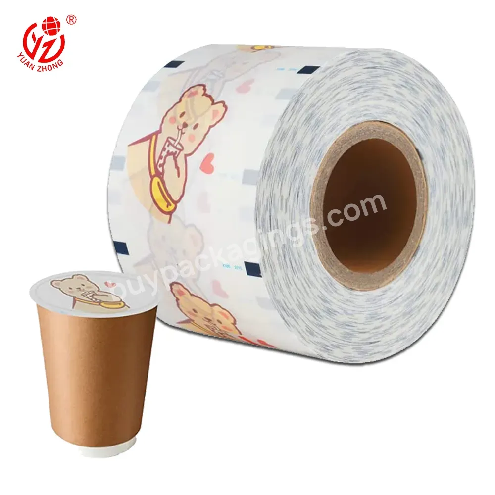 Yuanzhong 2023 New Food Grade Printed Custom Plastic Film For Packing Cup Sealing Film Packaging Film For Plastic Cup Or Tray