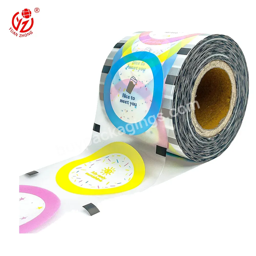 Yuanzhong 2023 New Food Grade Printed Custom Plastic Film For Packing Cup Sealing Film Packaging Film For Plastic Cup Or Tray