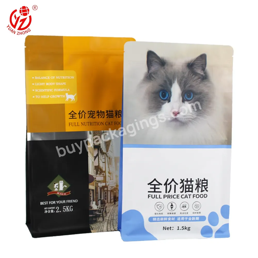 Yuanzhong Pack Custom Printed Flat Bottom Plastic Pouch Packaging 1kg 1.5kg 2 Kg Cat/pet Food Packaging Bag With Zipper - Buy Pet Food Bags,Pet Food Packaging,Plastic Pouch Packaging.