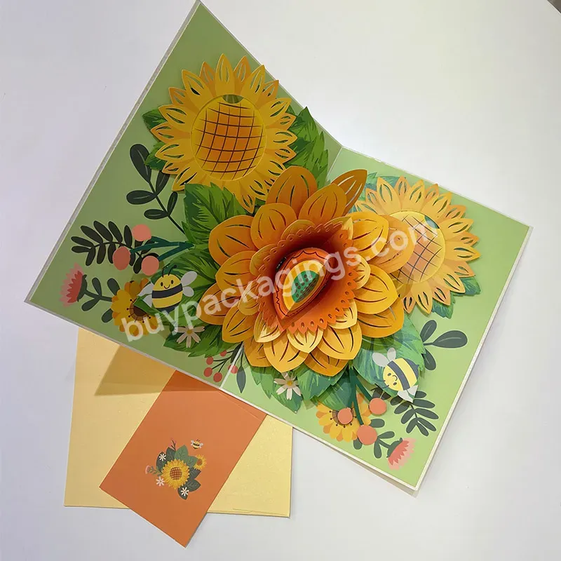 Zeecan Funny Sunflowers Mothers Day Greeting Card Floral Bouquet Greeting Cards Handmade Printing 3d Pop Up Cards With Envelope - Buy Paper Pop Up Cards Forever Flower Bouquet,Bouquet 3d Popup Greeting Cards,Three-dimensional Flower Greeting Card.