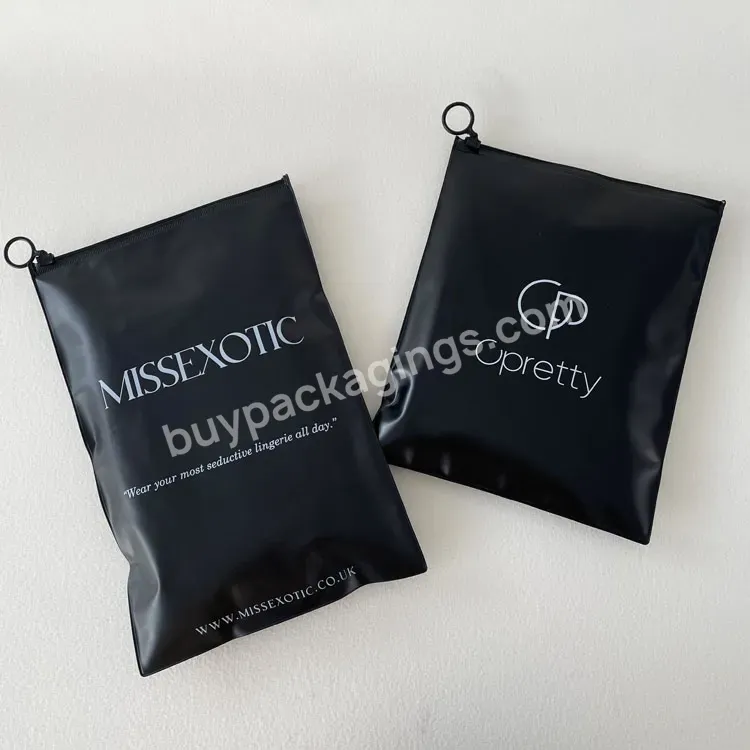 Zipper Black Pvc Plastic Shirt Bags Eco Friendly Recyclable Packaging Pouch For Apparel With Own Logo - Buy Bags Eco Friendly Recyclable Packaging Pouch,Plastic Shirt Bags,Plastic Bags.
