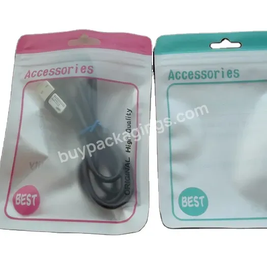 100pcs/bag Mobile Phone Usb Cable Hanging Hole Packaging Bag Frosted Plastic Zipper Retail Packaging Polyethylene Pp Bag - Buy Usb Charging Cable Packaging Bag,Data Line Bags,Phone Accessories Package Bags.