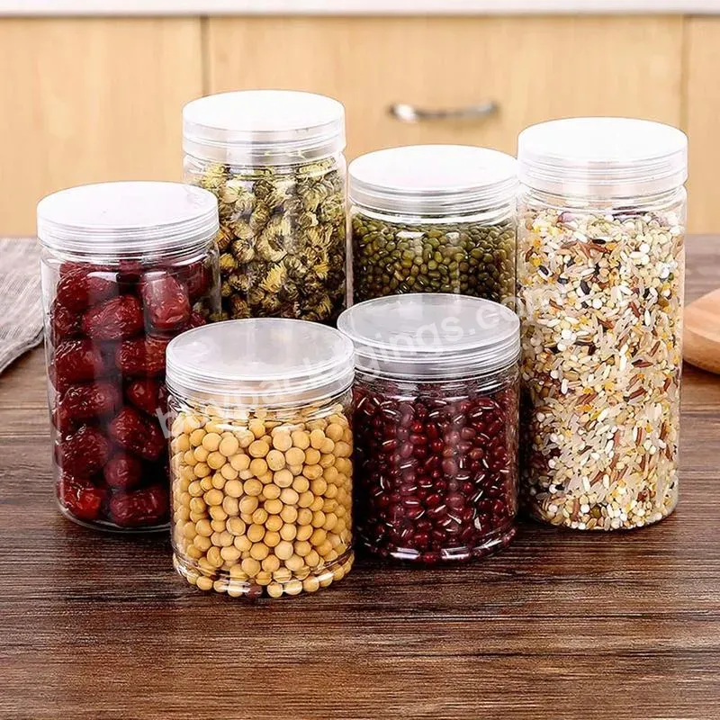 56oz 1660ml Large Big Custom Empty Plastic Clear Storage Round Jars With Black Ribbed Screw Top Lids - Buy Plastic Clear Storage Round Jars With Black Ribbed Screw Top Lids,Plastic Clear Storage Round Jars With,Organic Packaging Jars For Nuts.