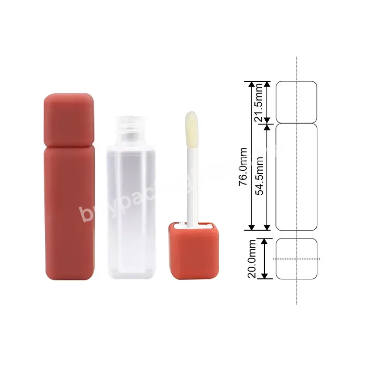 Abs Material Frosted 5ml Lipgloss Packaging High Grade Square Colorful Matte Lip Gloss Tube With Brush Applicator For Makeup - Buy Square Matte Lip Gloss Tube,Lip Gloss Tube 5ml 8ml Big Brush Applicator For Makeup,Abs Material 5ml Cosmetic Package Li