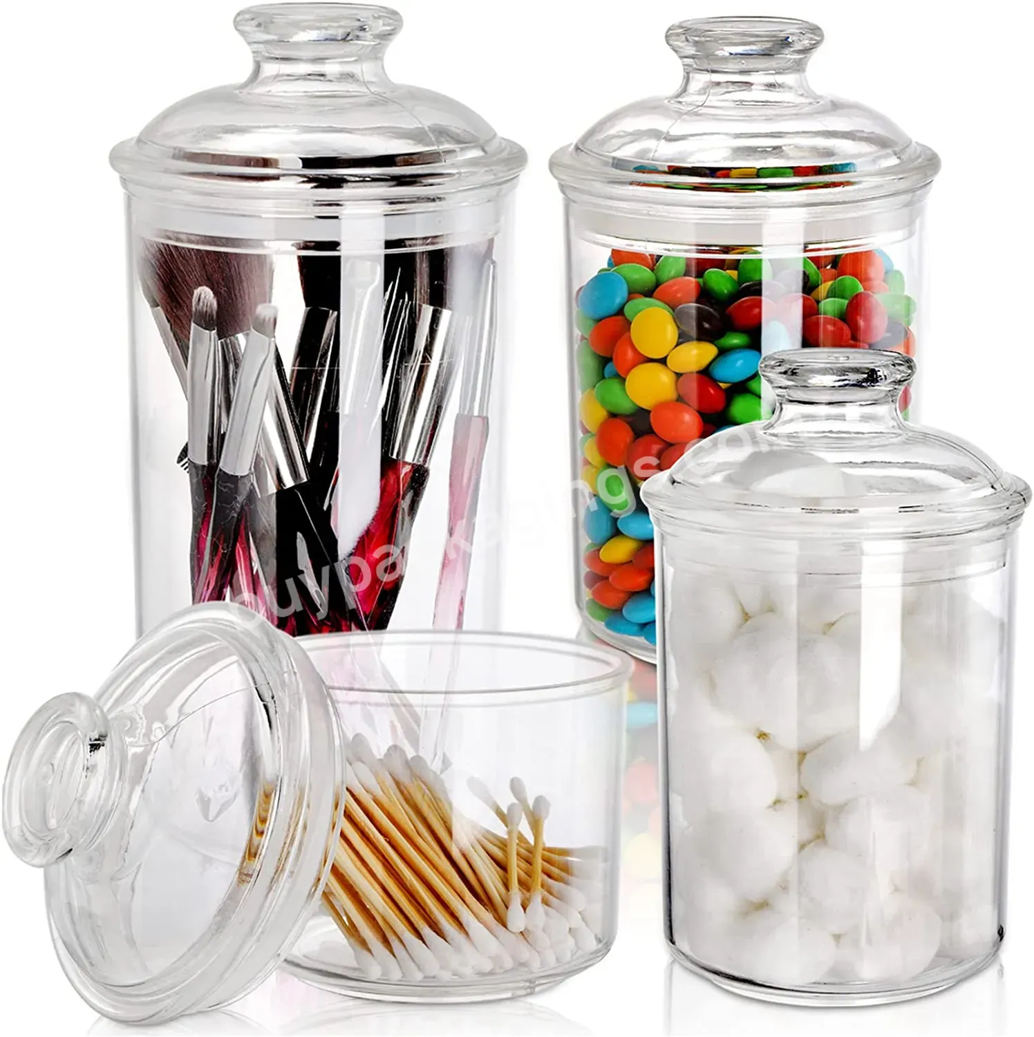 Clear Plastic Apothecary Jars Plastic Storage Jar Canister With Airtight Lid Candy Cookie Container Organizer For Bath Salt Pad - Buy 33 Oz/23 Oz/13 Oz Plastic Storage Jar Canister With Airtight Lid,Candy Cookie Container Organizer For Bath Salt Pad,