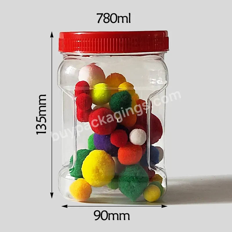 Custom Logo 38 Oz Empty Large Capacity Plastic Clear Food Storage Containers Pet Jars With Colored Lids For Popcorn Oats - Buy 38 Oz Food Storage Containers,Pet Jars With Colored Lids For Popcorn Oats,Large Capacity Plasti Jars.