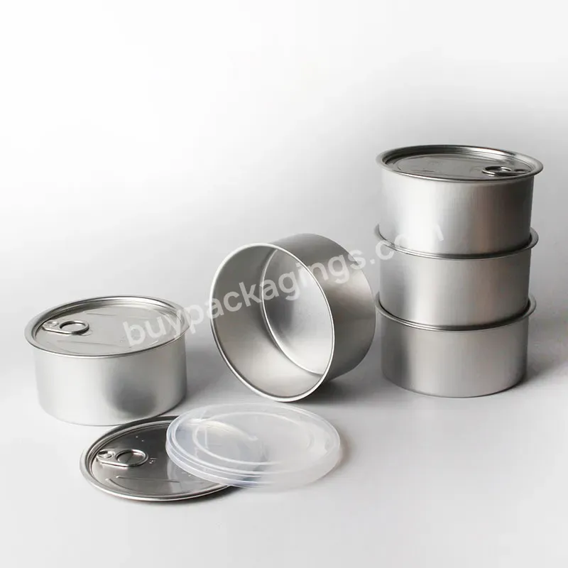 Custom Round Shape 2-piece Container Empty 85g 100ml 170 Tin Cans Wholesale Self Sealing Canister With Eoe For Tuna Pet Food - Buy Wholesale Price Empty 85ml 105ml 125ml Tin Cans Food Grade Container With Easy Open End For Oil Salty Sardine Fish Food