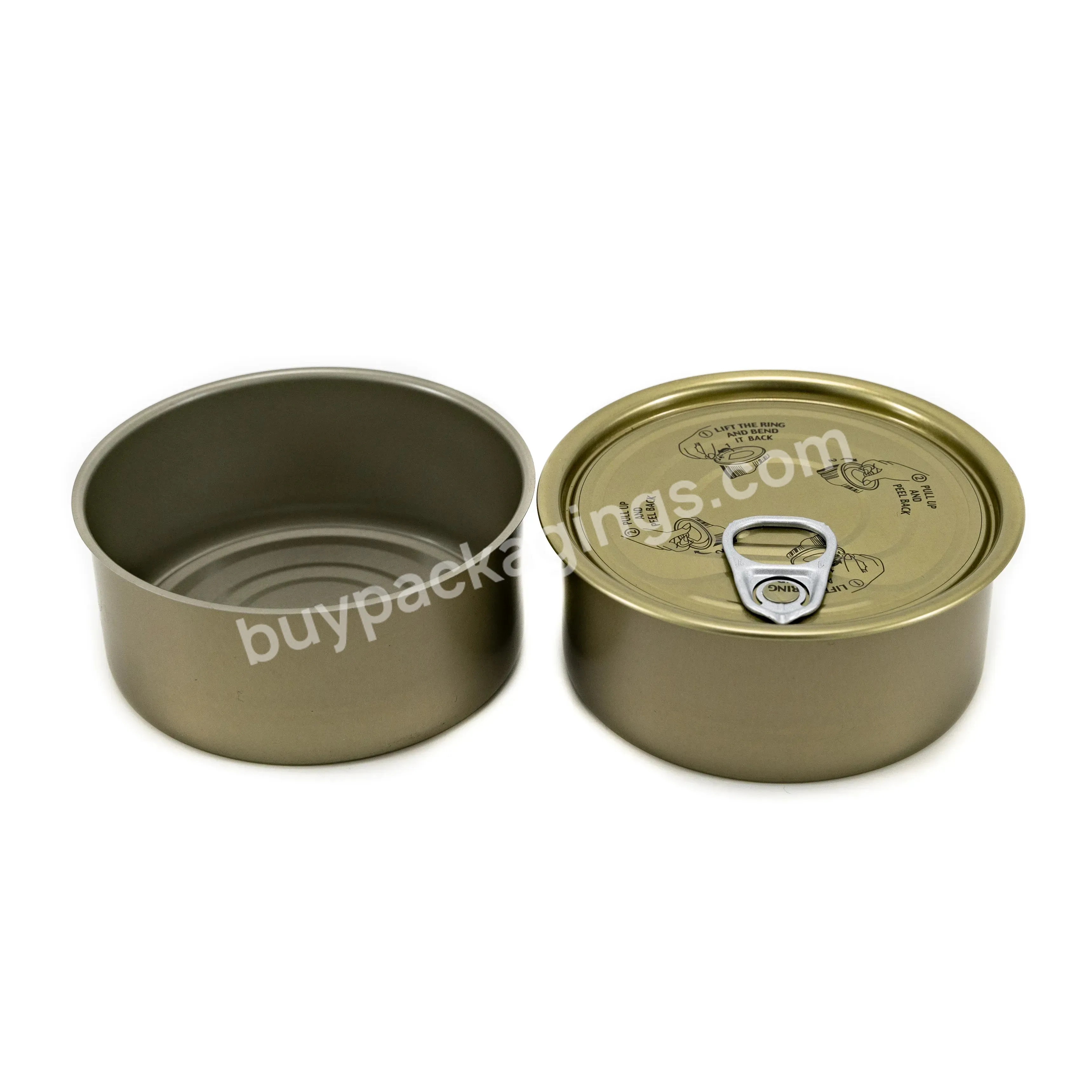 Custom Round Shape Color Printing Empty 85g 100g 170g Tin Cans Wholesale Price For Tuna Fish Canned Meat Food Canning - Buy Factory Wholesale Price Custom Round Print Empty 85g 100ml 170g Tin Cans With #211 #307 Easy Open End For Oil Tuna Pet Food,Ro