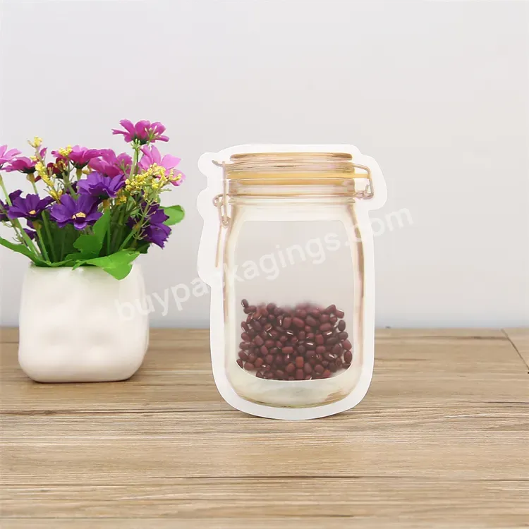 Customized Snack Food Packaging Bag Translucent Snack Sealed Fresh-keeping Special-shaped Bag Snack Stand-up Bag - Buy Mason Jar Dried Fruit Bag,Sealed Stand-up Bag,Mason Jar Bag.