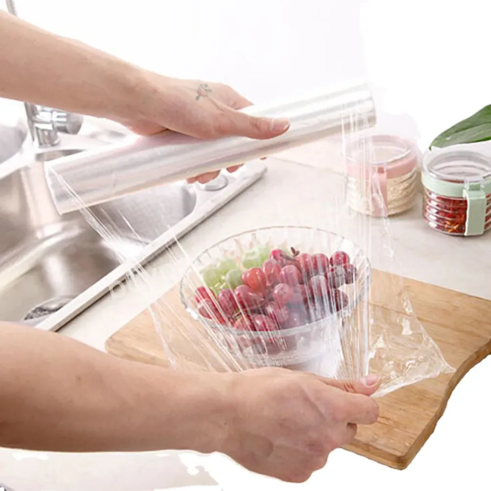 Large Rolls Supermarket Commercial Household Kitchen Refrigerator Vegetable Fruit Shop Packaging Disposable Pvc Plastic Wrap - Buy Pvc Plastic Wrap,Food Cling Wrap,Plastic Wrap For Food.