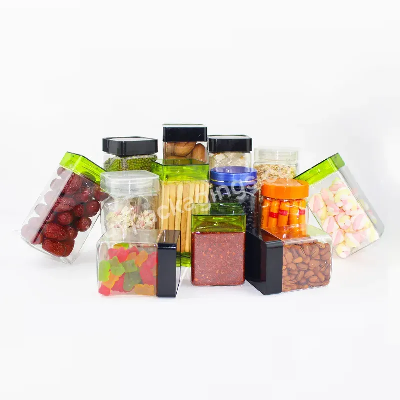Manufacturer Instagram Popular Oem/odm Eco-friendly Food Storage Jars Square Pet Plastic Container For Salad Fruit Cake - Buy Clear Pet Plastic Food Grade 100g 150g 200g 250g 300g 400g 500g 200ml 250ml 500ml 800ml 1l Plastic Jars With Screw Top Cover