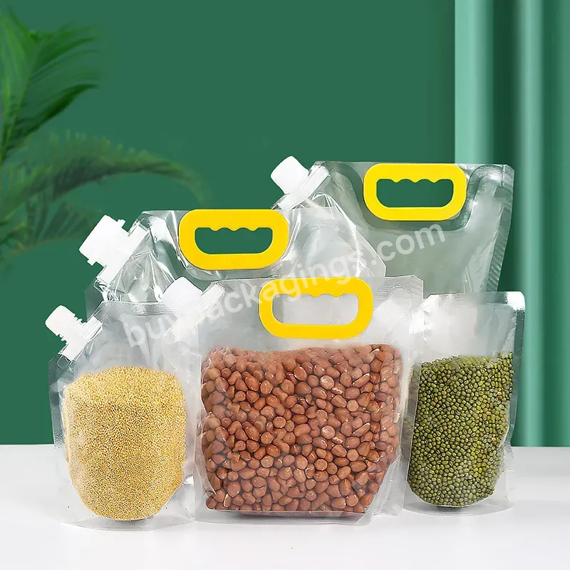Portable Moisture-proof Grain Rice Wheat Beans Food Handheld Suction Nozzle Transparent Storage Packaging Sealed Bags - Buy Custom Zipper Powder Flat Bottom Pouch Food Nuts Storage Pouches Clear Zip Lock Self Sealing Packaging Bag,Wholesale Clear Emp