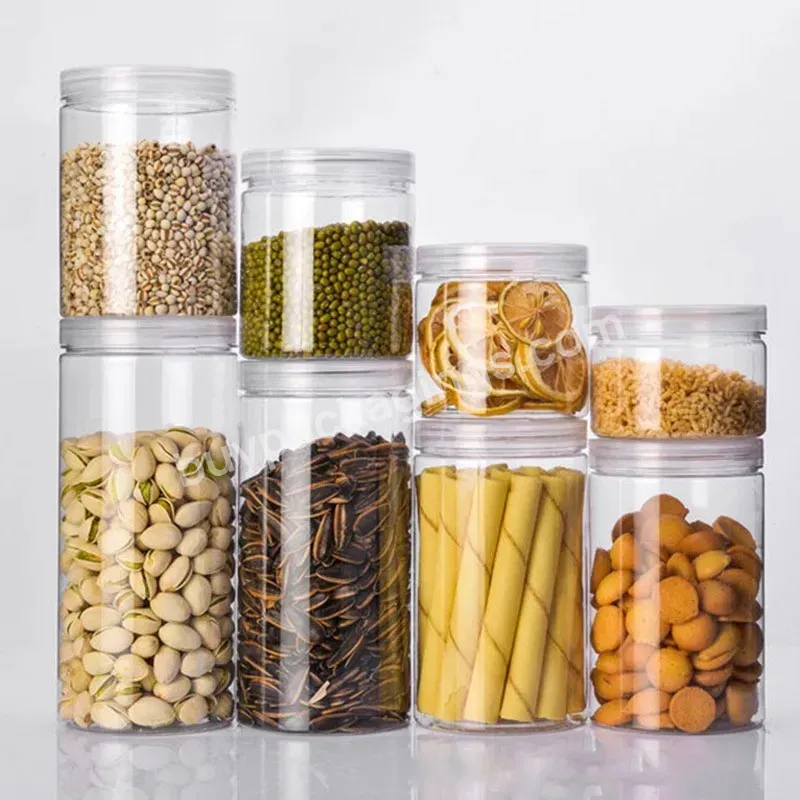 Transparent Bottle Plastic Container Pet Jar Cylinder Dried Fruit Can With Easy Open Lid Organic Packaging Jars For Nuts - Buy Transparent Bottle Plastic Container,Cylinder Dried Fruit Can With Easy Open Lid,Organic Packaging Jars For Nuts.