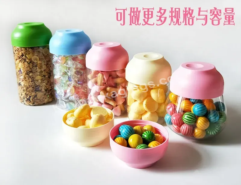 Transparent Food Containers Easy Open Pet Material Food Grade Plastic Cans For Storaging Candies Cookies & Snacks - Buy Plastic Jar Manufacturers Wholesale 30/35/38/45g 500ml 600ml 16oz 32oz Custom Cookie Storage Jar Ceramic Candy Jar With Lid,Wholes