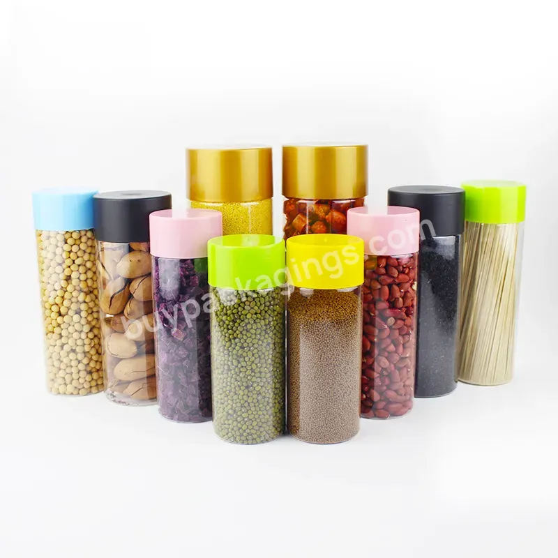 Transparent Pet Cookie Jars Screw Lid Round Food Storage Container For Honey & Coffee Bean Jars - Buy Storaging Dry Foods Transparent Pet Food Grade Plastic Jars With Screw Top Cover For Keeping Fresh & Sealing,Food Grade Plastic Screw Top Cover Food