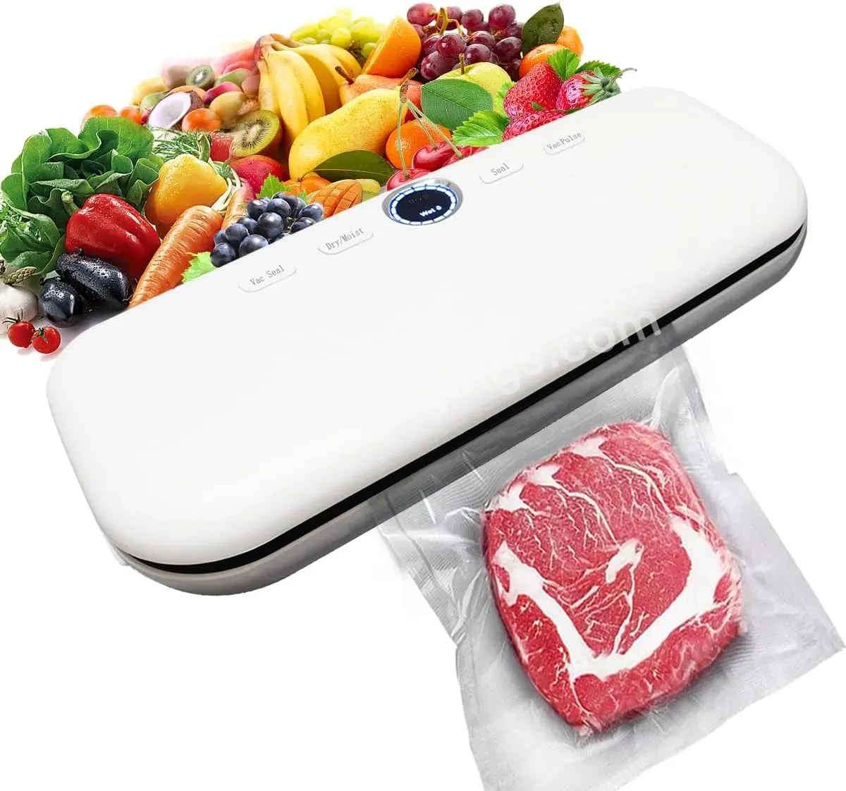 White Household Small Food Saver Led Display Vacuum Sealer Machine For Dry Moist Oily And Soft Food Storage - Buy Led Display Vacuum Sealer Machine,Household Small Sealing System For Food Storage,Vacuum Sealer.