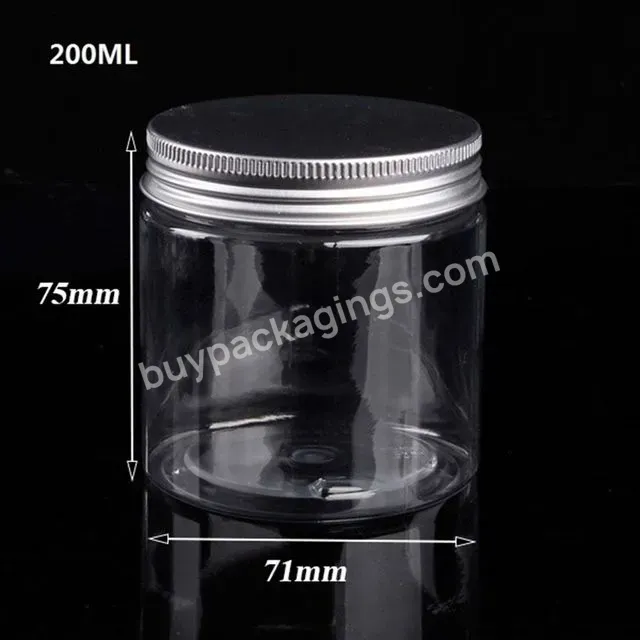 Wholesale Clear 50g 4oz 6oz 8oz 100ml 250ml 300ml Cookie Plastic Jars Pet Materials Food Grade Containers With Aluminum Caps - Buy Containers With Aluminum Caps,100ml 250ml 300ml Cookie Plastic Jars,Plastic Jars Pet Materials.