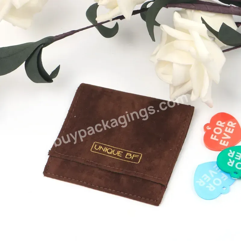 Jewelry Packaging Custom Logo Small Velvet Bag Jewelry Pink Suede Microfiber Bags Jewelry Packaging Pouch With Flap