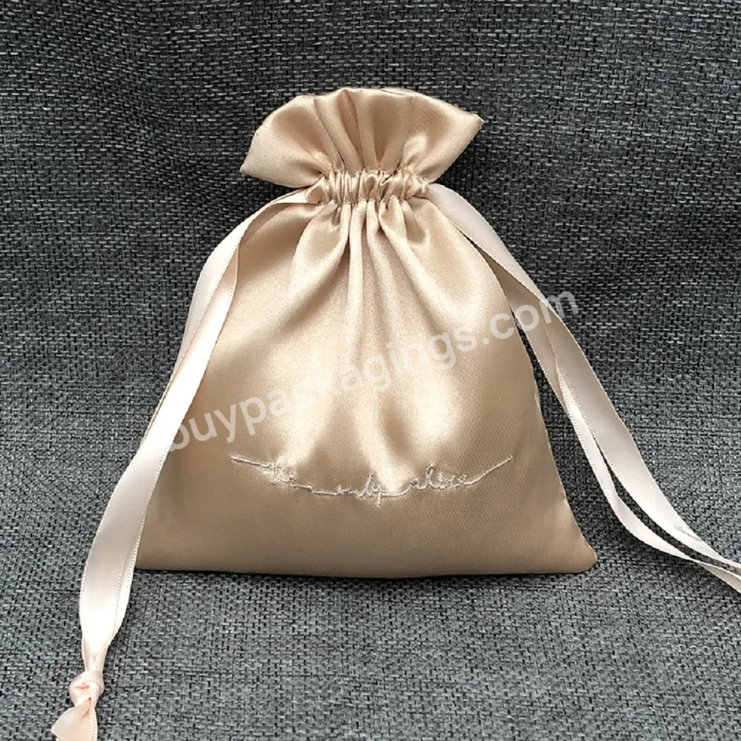 Wholesale Custom Logo Silk Drawstring Underwear Gift Jewelry Clothing Packaging Pouch Satin Dust Bag