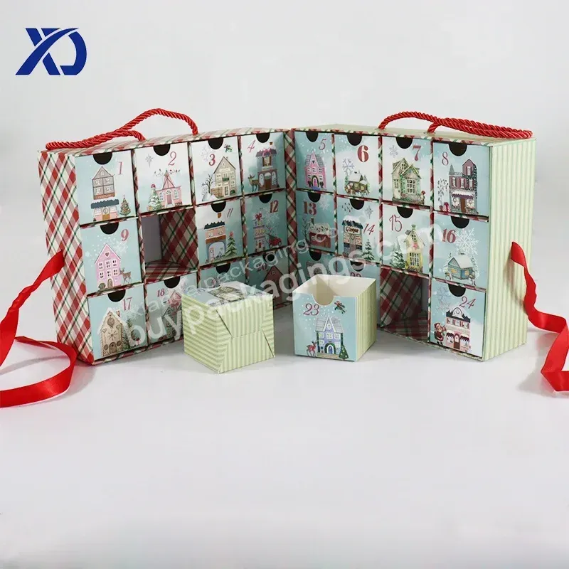 Wholesale High End Ribbon Closing Door Christmas Calendar Box With Carrying Rope Divider Chocolate Christmas Calendar Packaging - Buy Wholesale High End Ribbon Closing Door Christmas Calendar Box With Carrying Rope Divider,Ribbon Closing Door Christm