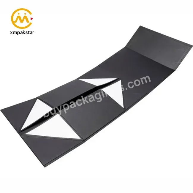 Custom Logo Black Collapsible Rigid Cardboard Foldable Gift Packaging Box With Magnetic Lid - Buy Foldable Magnetic Gift Box,Black Magnetic Box,Customized Packaging And Logo Printing.