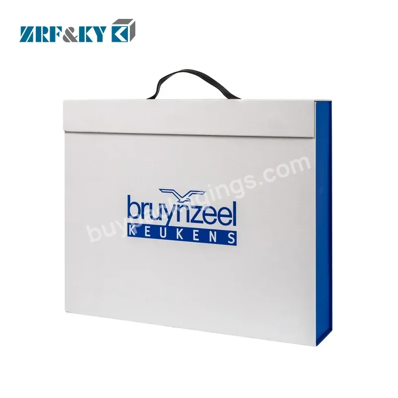 Custom Logo Luxury Embossing White And Blue Color Gift Machine To Make Rigid Boxes With Handle - Buy Luxury Rigid Retail Hard Paper Box With Handle,Custom Cheap China Wholesale Kraft Paper Hand Made Gift Box,Custom Logo Blank Kraft Cardboard Paper Boxes.