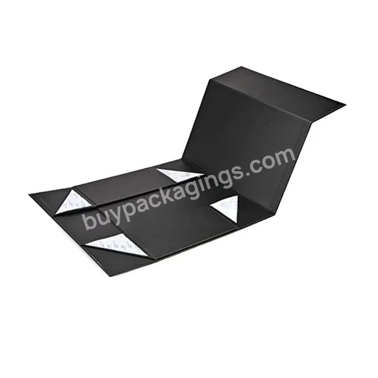 Custom Logo Luxury Foldable Rigid Cardboard Magnet Clothing Packaging Boxes With Ribbon - Buy Folding Boxes With Ribbon,Foldable Magnetic Gift Box,Black Folding Magnetic Gift Box.