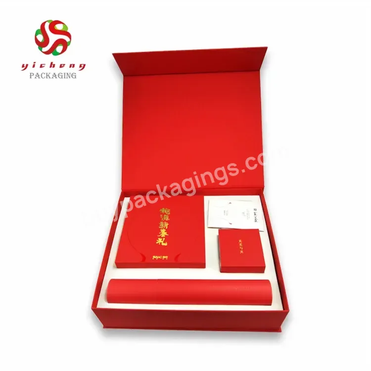 Custom Uv Logo Red Cosmetic Gift Set Rigid Box Luxury Gift Magnetic Paper Packaging Box With Eva Foam Insert - Buy Packaging Boxes Custom Logo Red,Cosmetic Gift Set Packaging Box,Uv Logo Gift Boxes.