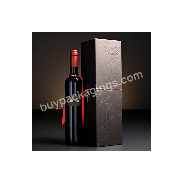 Customized Red Cardboard Wine Bottle Packaging Gift Boxes Wine Paper Box For Packing With Ribbon Magnetic Folding Rigid Boxes - Buy Buy Magnetic Closure Boxes Packaging,New Wine Paper Box,Red Wine Packaging Box.