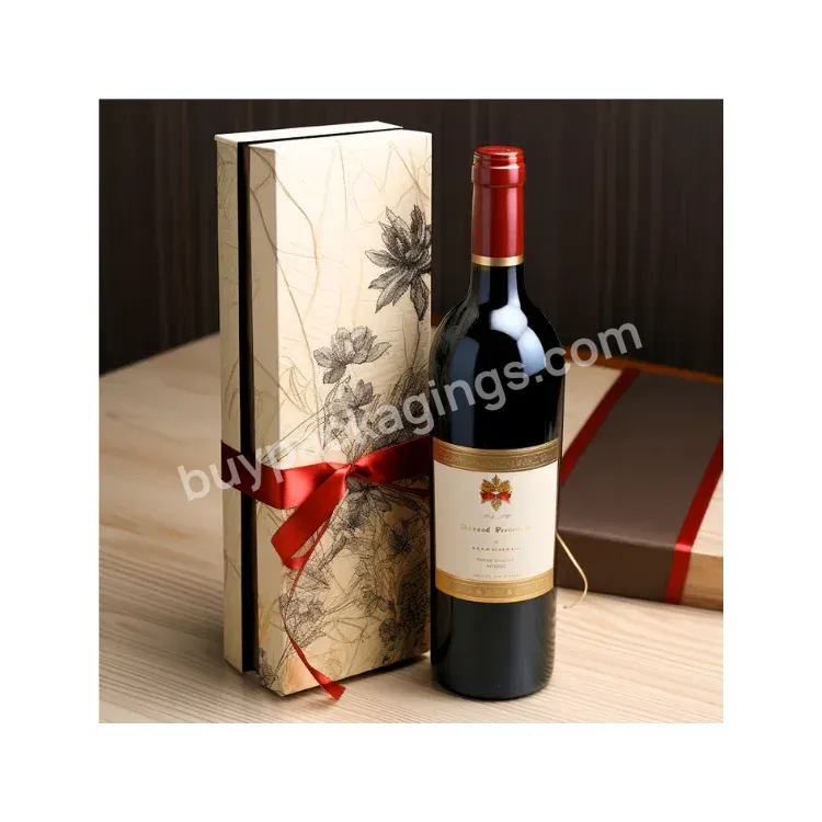 Customized Red Cardboard Wine Bottle Packaging Gift Boxes Wine Paper Box For Packing With Ribbon Magnetic Folding Rigid Boxes - Buy Buy Magnetic Closure Boxes Packaging,New Wine Paper Box,Red Wine Packaging Box.
