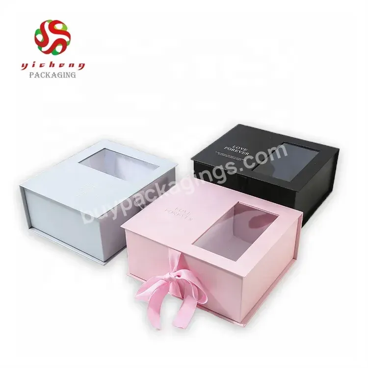 Rigid Cardboard Magnetic Closure Kraft Clear Window Gift Packaging Box - Buy Gift Boxes Clear Lid,Magnetic Closure Gift Boxes,Box Packaging For Magnetic Paper Foldable Gift Box.