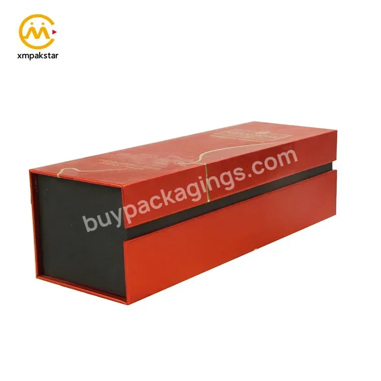 Wholesale Custom Logo Rectangle Rigid Red Paper Magnetic Closure Wine Bottle Packaging Box - Buy Wine Bottle Box,Wine Packaging Box,Magnetic Wine Box.