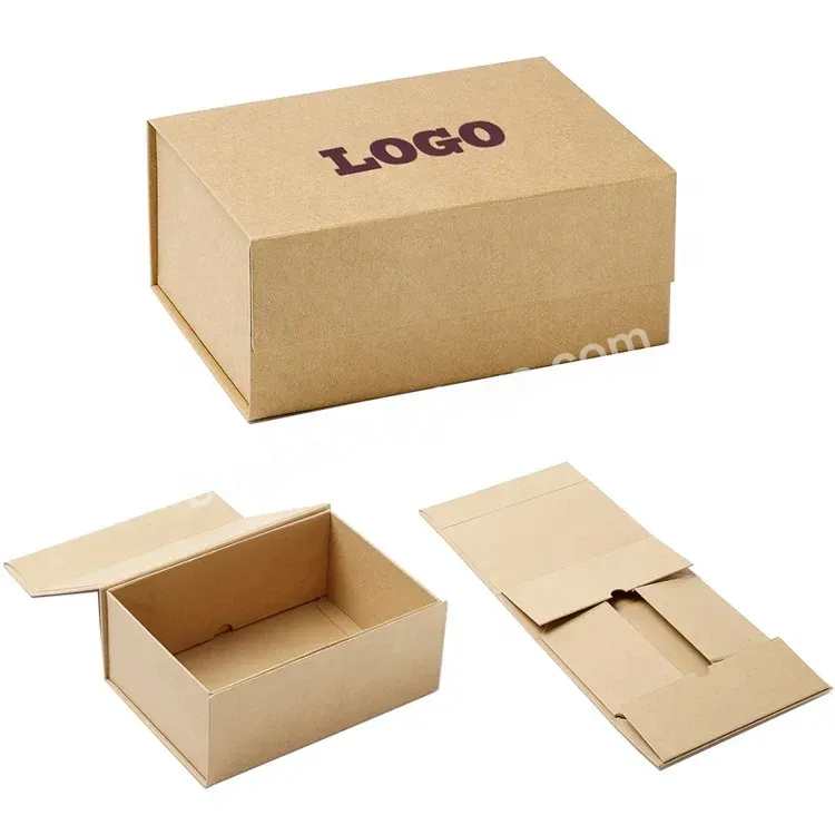 Wholesale Luxury Custom Logo Print Large Brown Kraft Rigid Paper Magnetic Closure Folding Gift Box Packaging - Buy Foldable Gift Box,Magnetic Folding Box,Luxury Magnetic Gift Box.