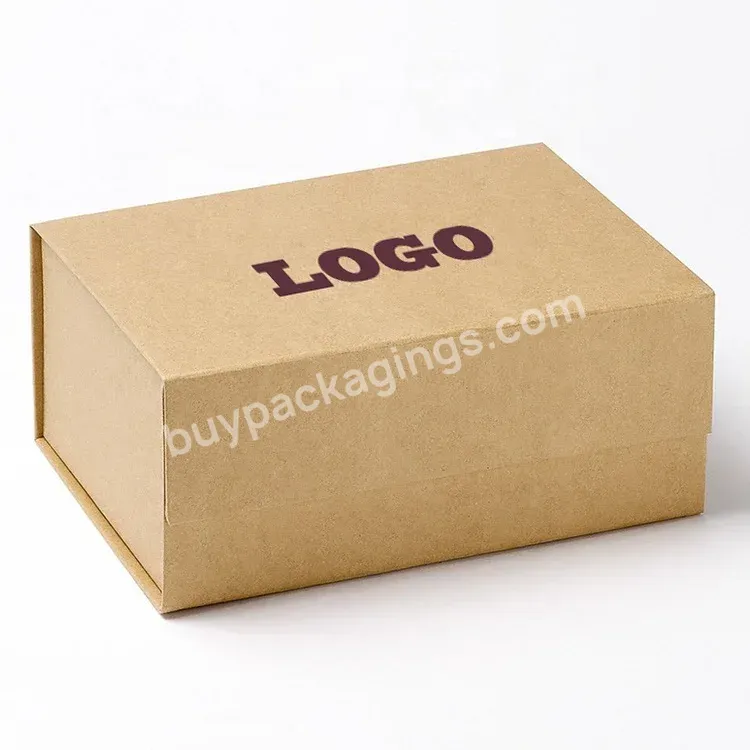 Wholesale Luxury Custom Logo Print Large Brown Kraft Rigid Paper Magnetic Closure Folding Gift Box Packaging - Buy Foldable Gift Box,Magnetic Folding Box,Luxury Magnetic Gift Box.