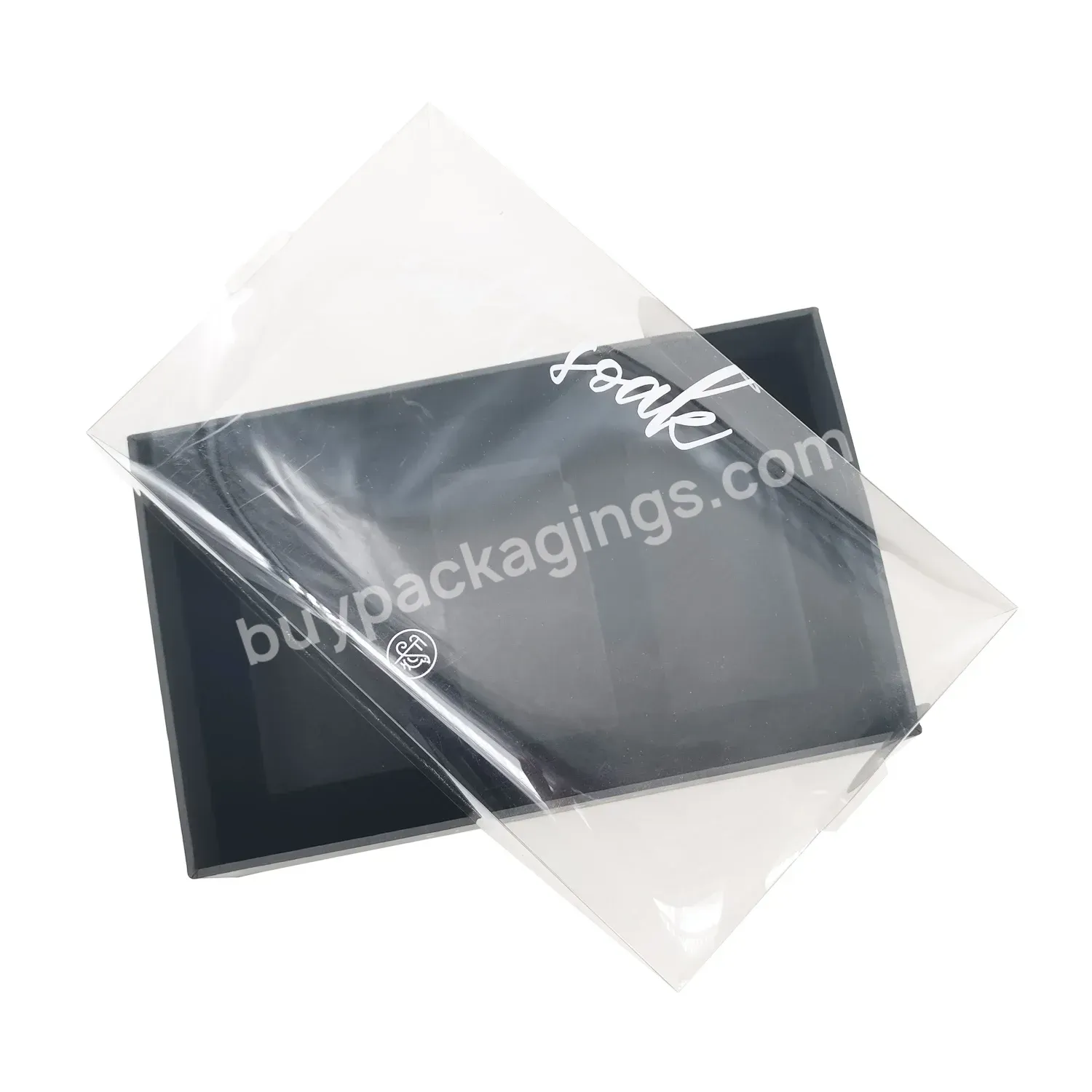 Wholesale Soap Box Custom Transparent Pvc Window Black Rigid Cardboard Packaging Box With Clear Lid - Buy Box With Clear Lid,Cardboard Gift Boxes With Clear Window,Black Cardboard Packaging Box.