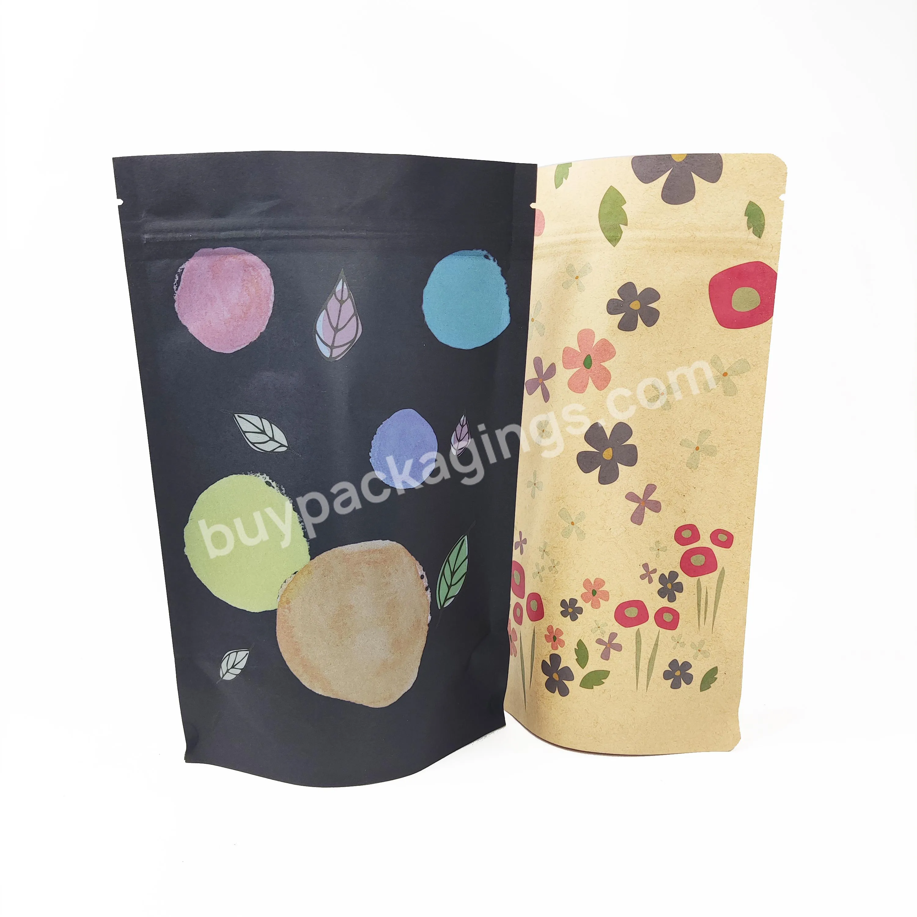 100% Biodegradable Kraft Paper Pla Bag Food Packaging Pla Food Pouch Pla Lined Kraft Paper Bag