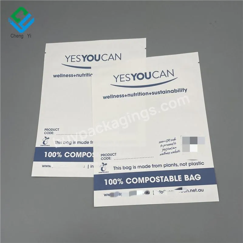 100% Compostable Bags Eco-friendly Biodegradable Craft Paper/pla Cornstarch Plastic Packaging Pouches With Zipper