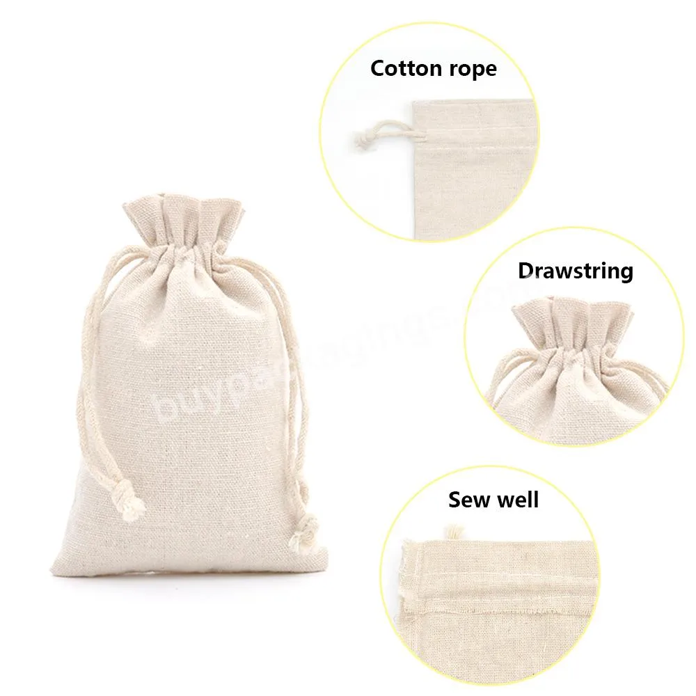 100% Cotton Drawstring Bags Rustic Cotton Muslin Gift Bags Xmas Wedding Favors Sack Jewelry Packaging Bag Accept Customize