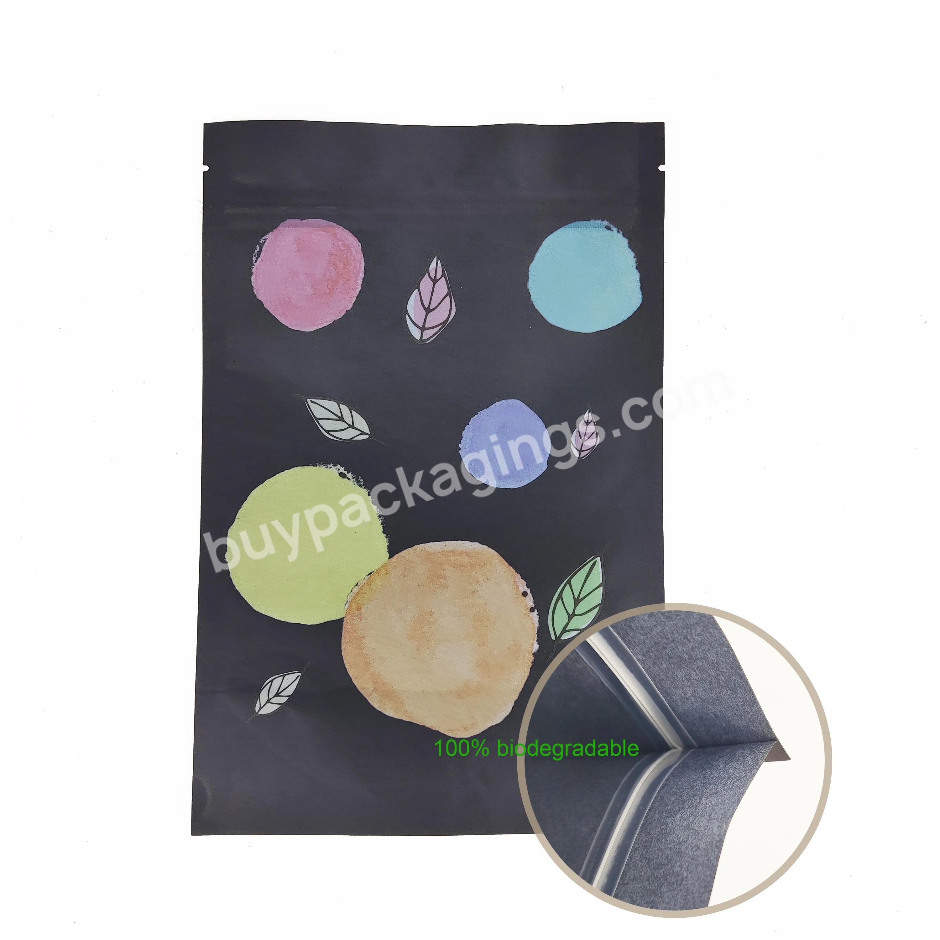 100% Eco-friendly Material Certified Pla Compostable Kraft Paper Bag Stand Up Pouches With Zipper For Food Packaging