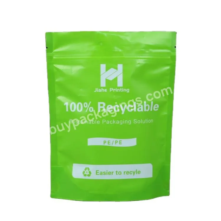 100% Recyclable Pe Material Printing Stand Up Zipper Bag Sustainable Packaging Solution Printing Stand Up Pouch